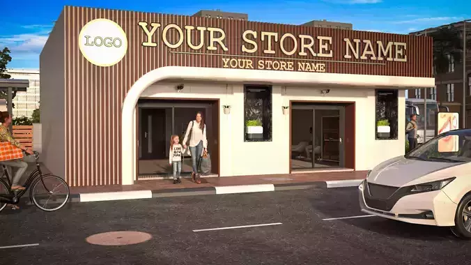 Store Exterior low-poly 3D model