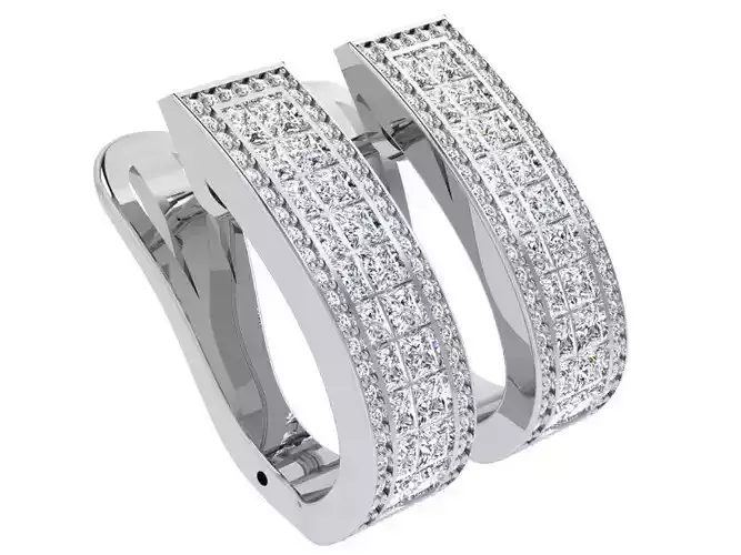Princess Cut Diamond English Lock Earring 4685