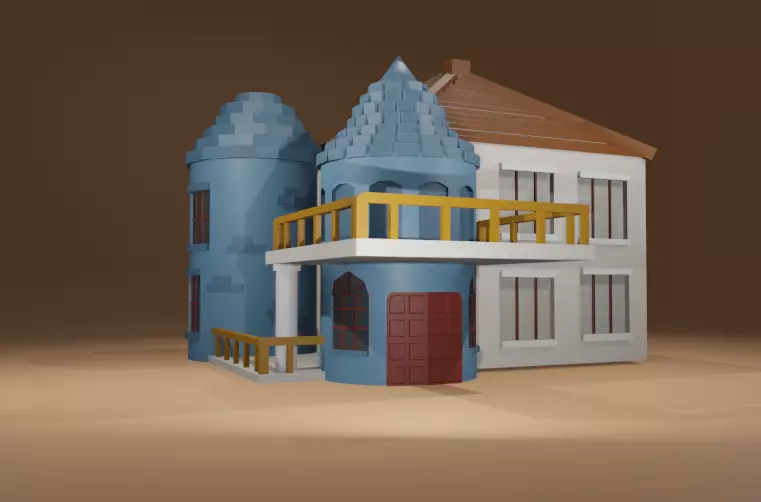 house 3d Free low-poly 3D model_0