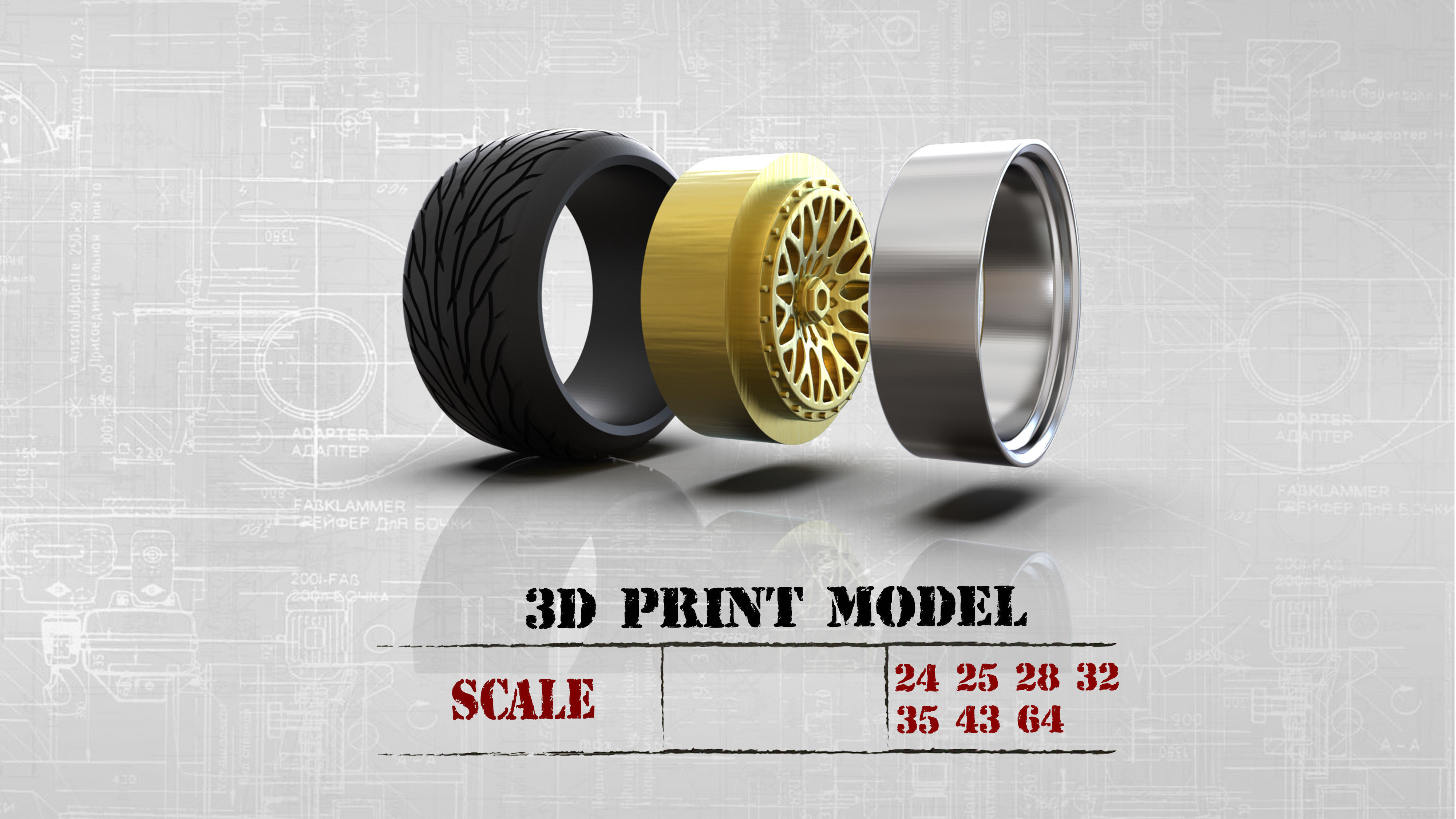 artRims and tires for diecast and scale models 3D print model_3