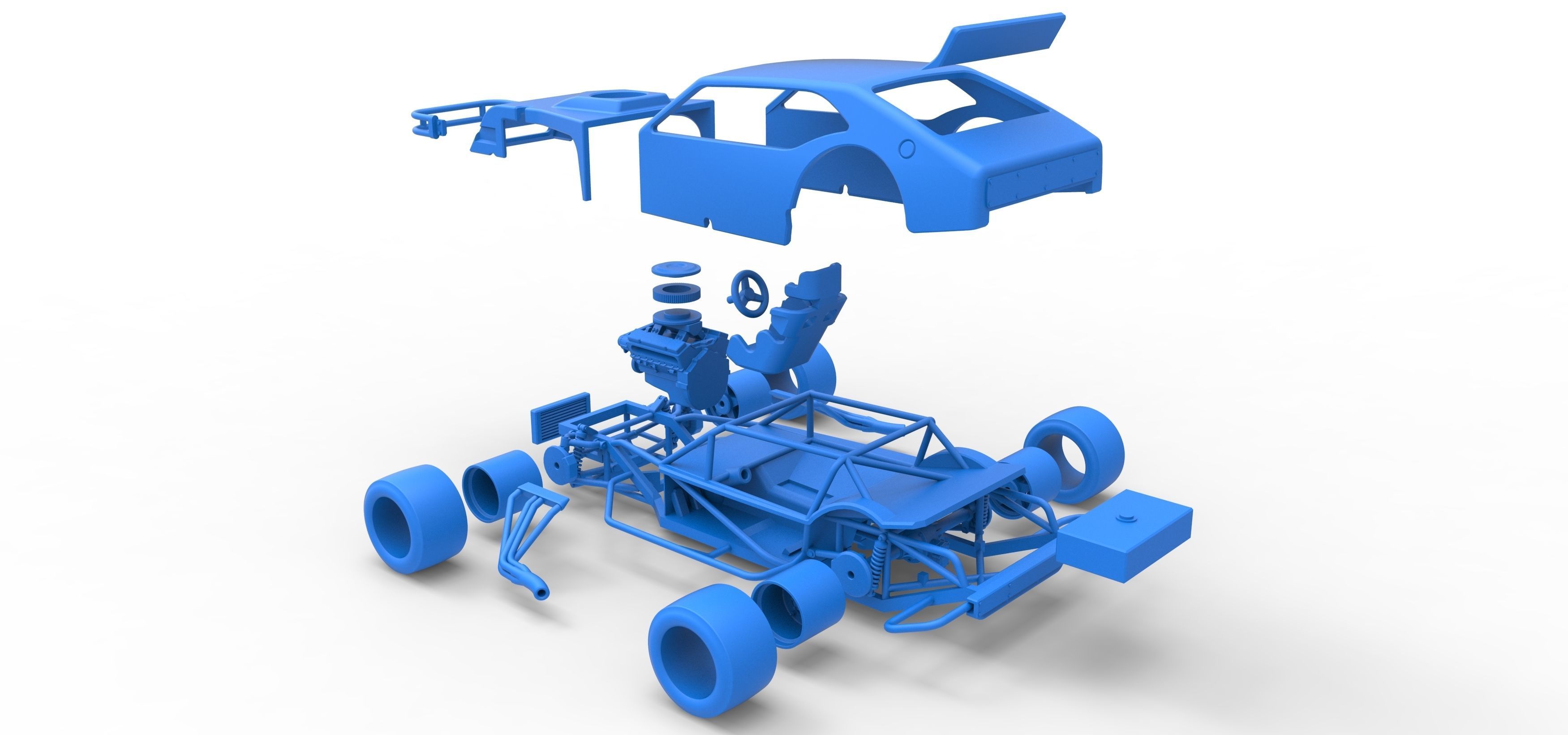 Vintage Asphalt Modified stock car V2 Scale 1 to 25 3D print model_41