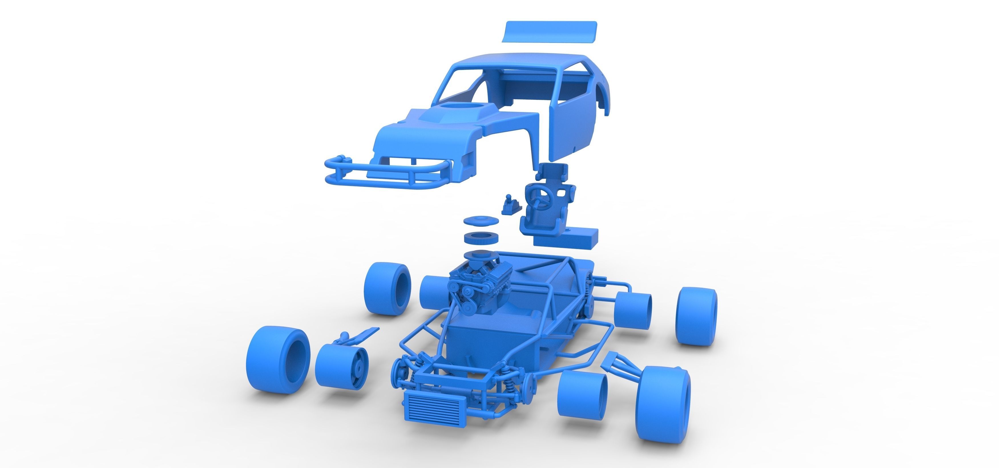 Vintage Asphalt Modified stock car V2 Scale 1 to 25 3D print model_38