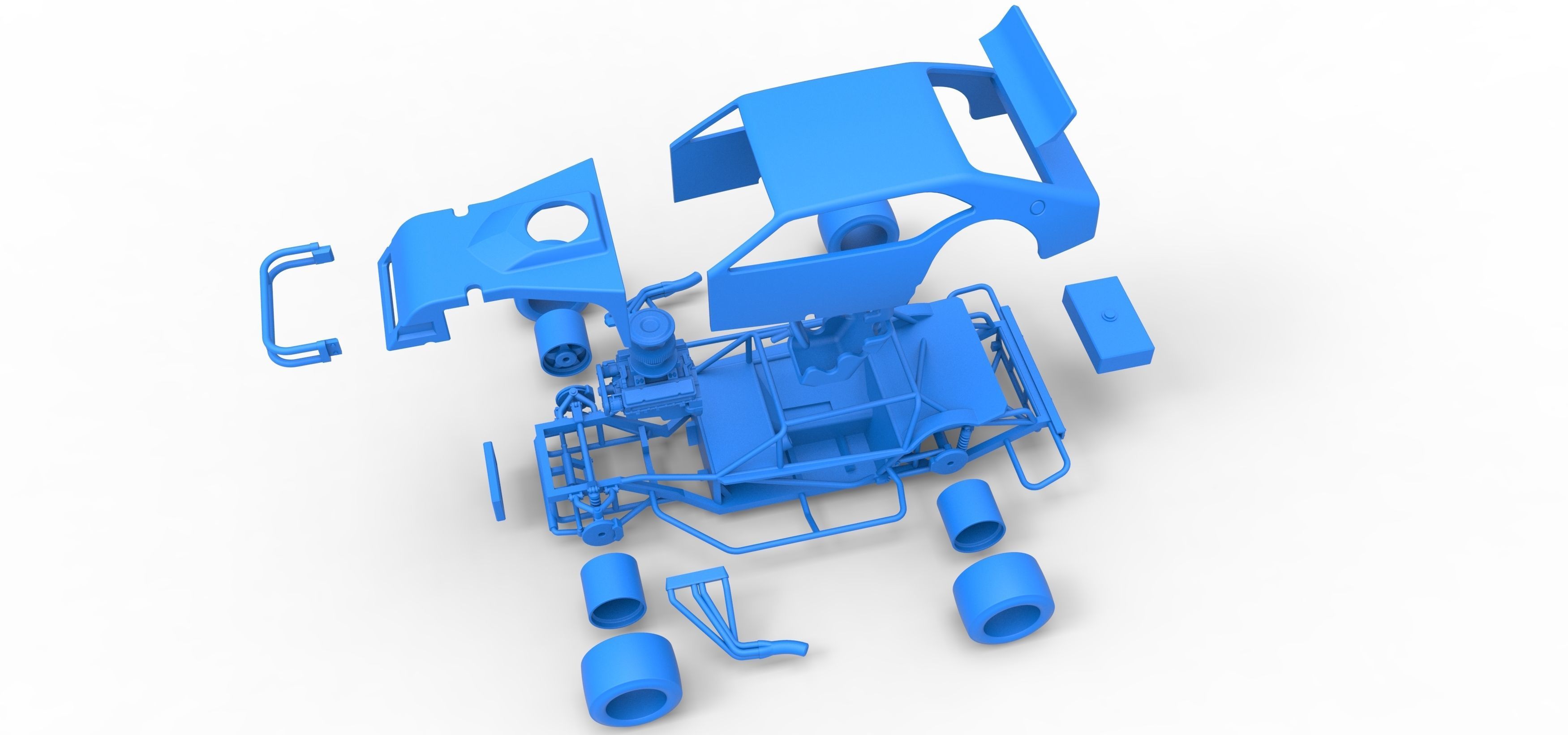 Vintage Asphalt Modified stock car V2 Scale 1 to 25 3D print model_37