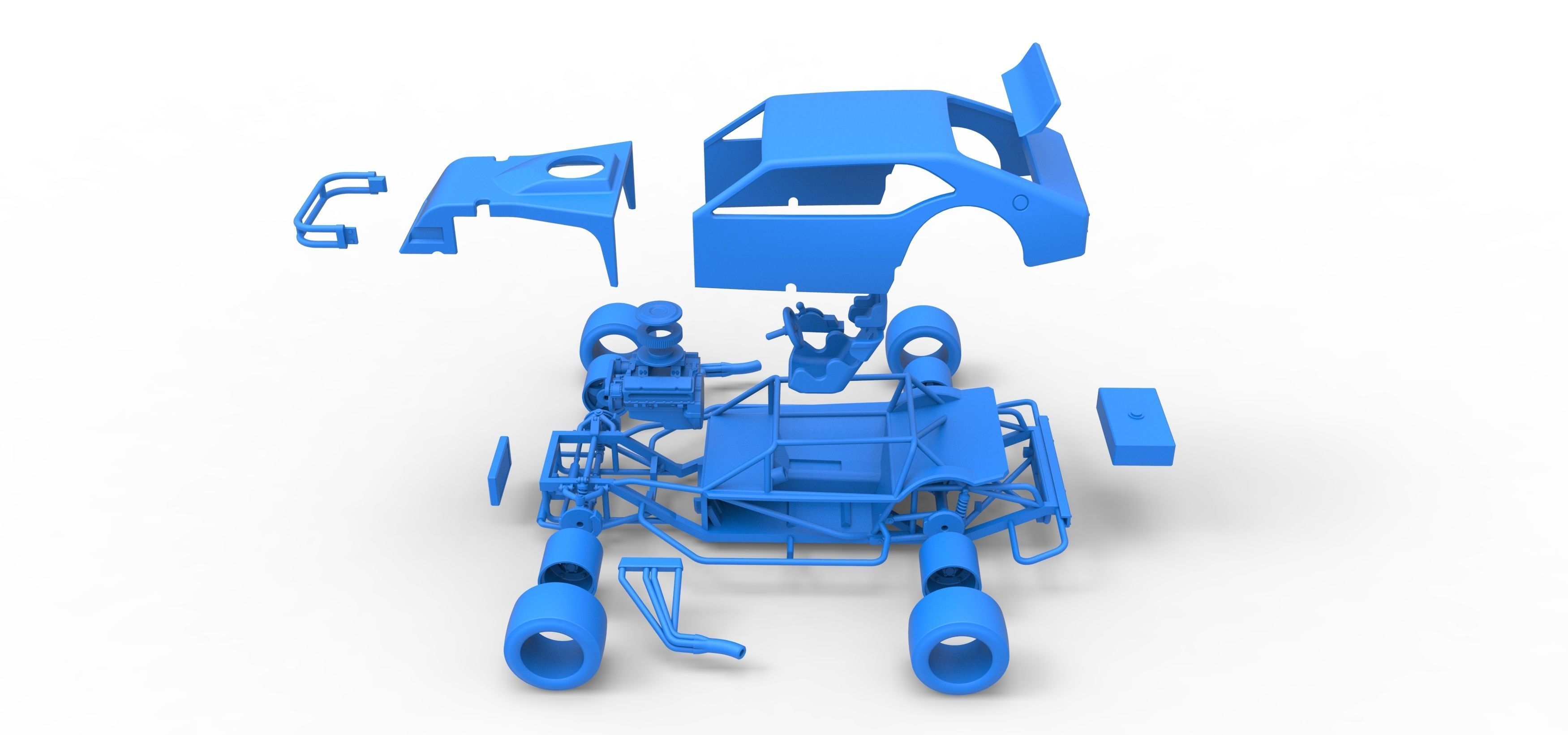 Vintage Asphalt Modified stock car V2 Scale 1 to 25 3D print model_40