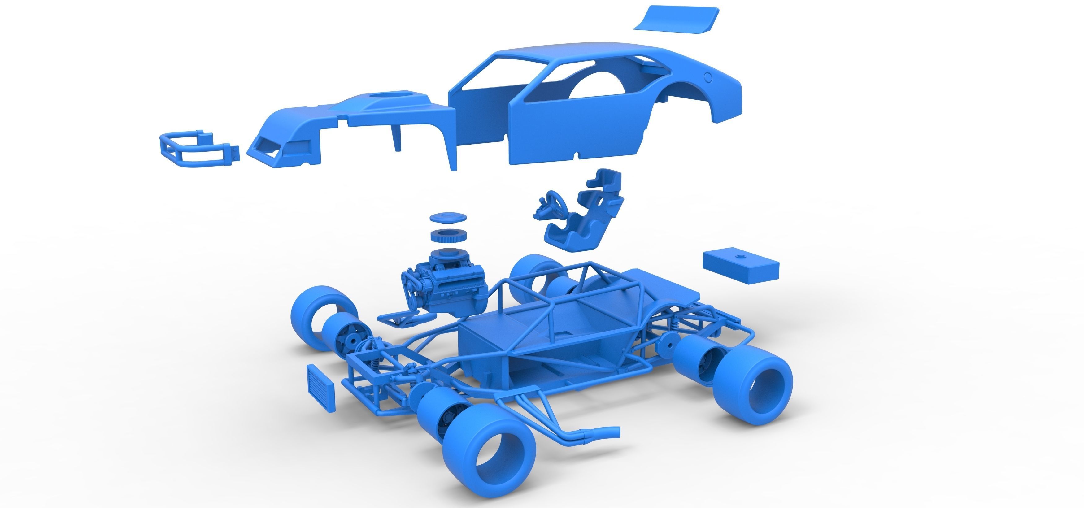 Vintage Asphalt Modified stock car V2 Scale 1 to 25 3D print model_35