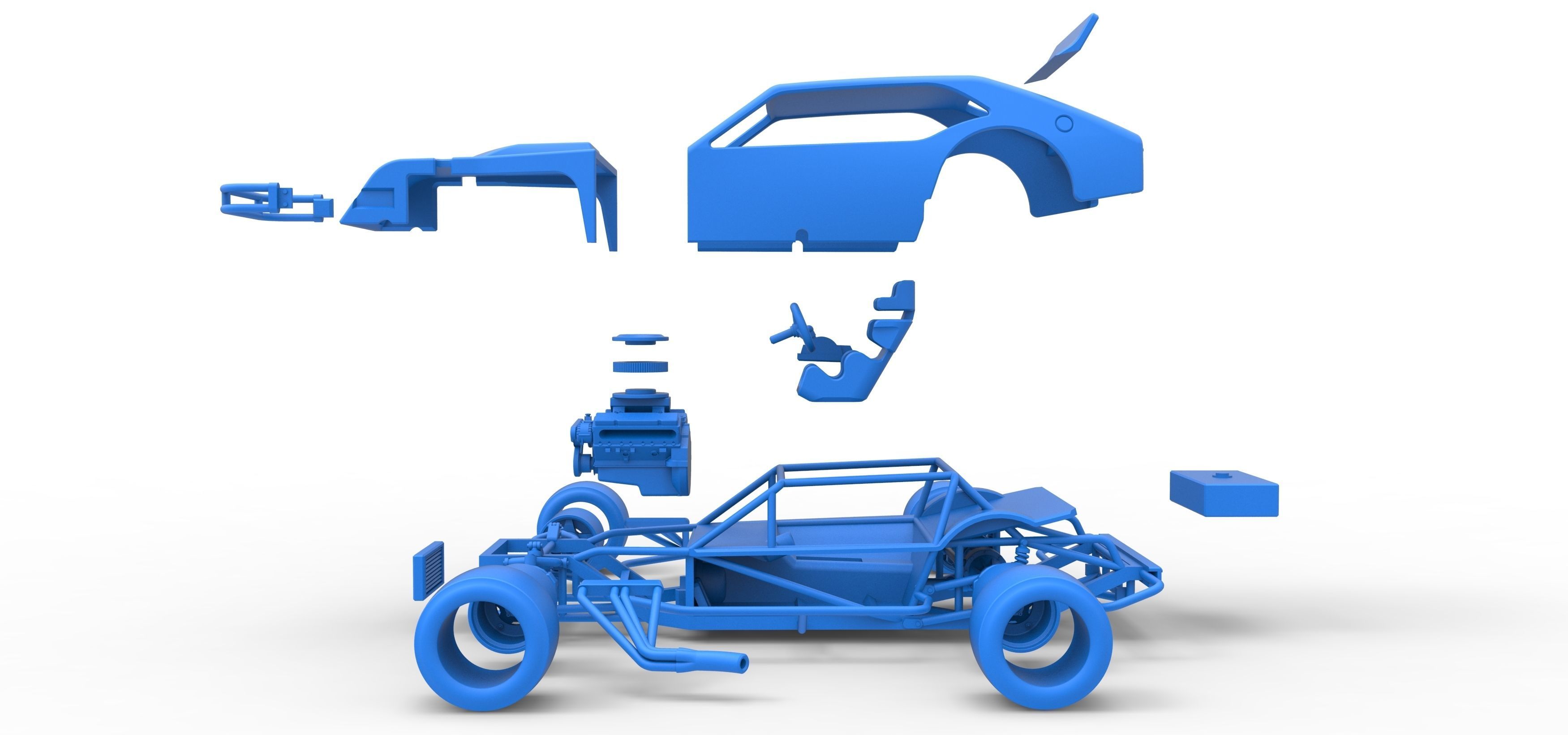 Vintage Asphalt Modified stock car V2 Scale 1 to 25 3D print model_39