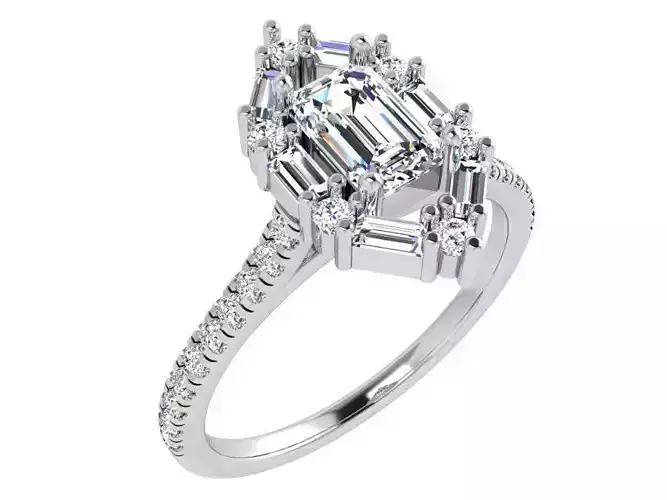 Emerald Diamond Marquise Halo Ring 4696