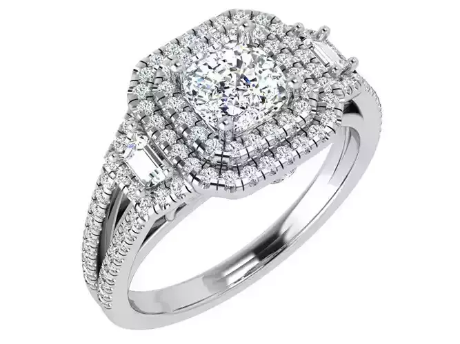 Square Halo Cathedral Setting Ring 4714