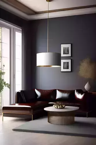 3ds Max model of the Living room with leather sofa