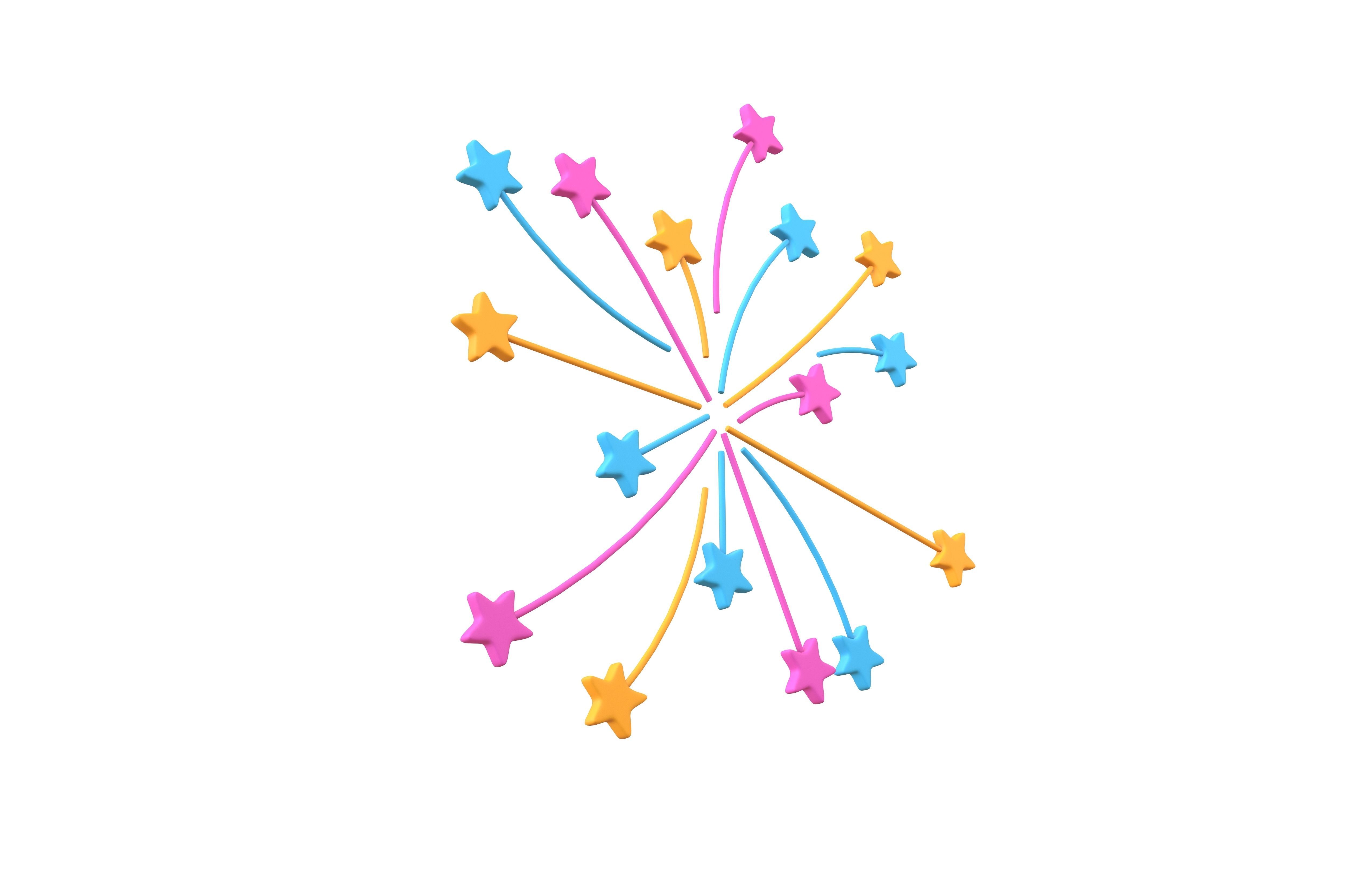 Fireworks Star Style Icon V1 003 Low-poly 3D model_2