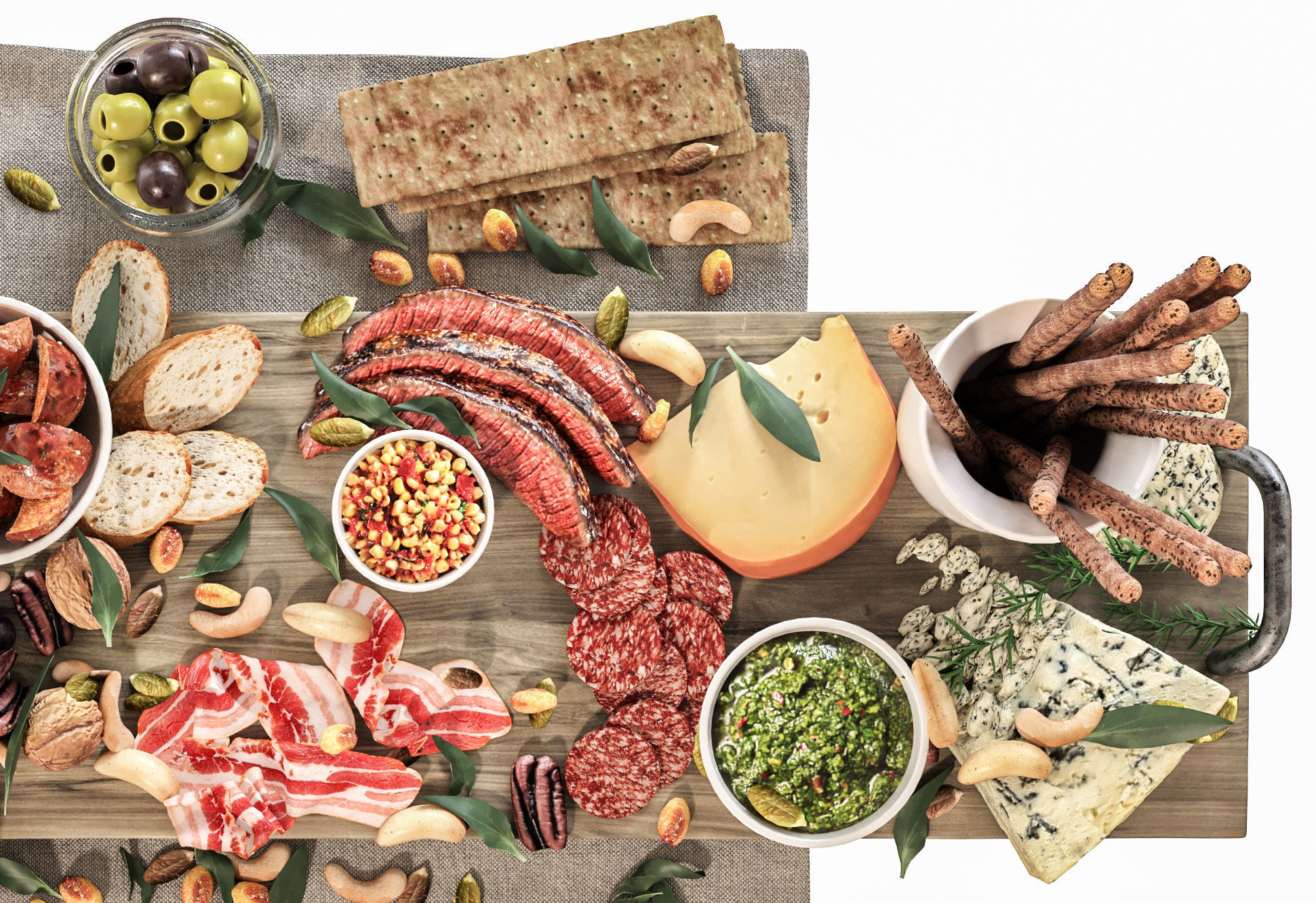 Tray with sausages cheese and fruit For beer 3D model_4