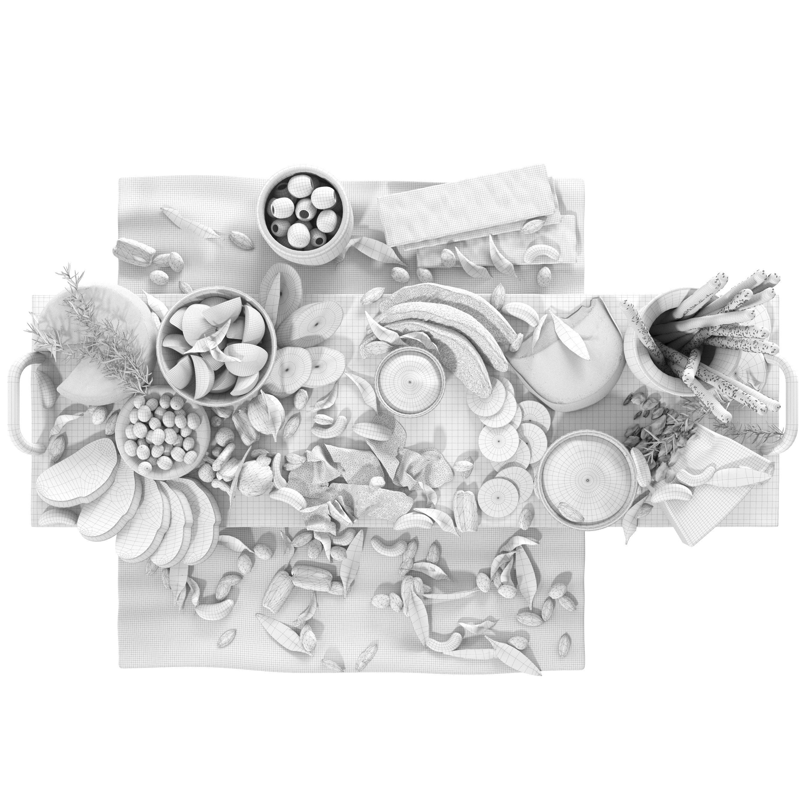 Tray with sausages cheese and fruit For beer 3D model_2