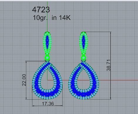 Teardrop Earring 4723 3D print model_4