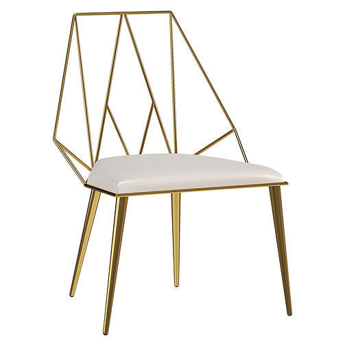  PU Leather Upholstery with Golden Geometric Frame By Homary 3D model