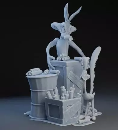 Wile Coyote and the Road Runner with Explosives 3D print model_0