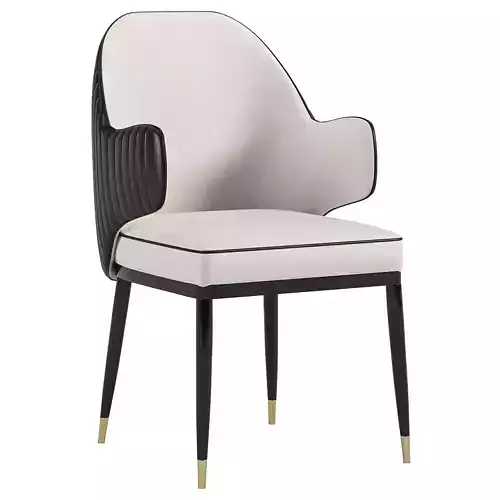 Black  Beige Mid Century Upholstered PU Leather Dining Chair 