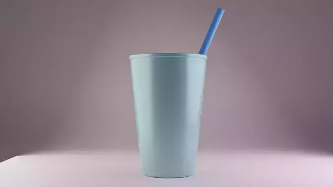 Cup with straw 3D model