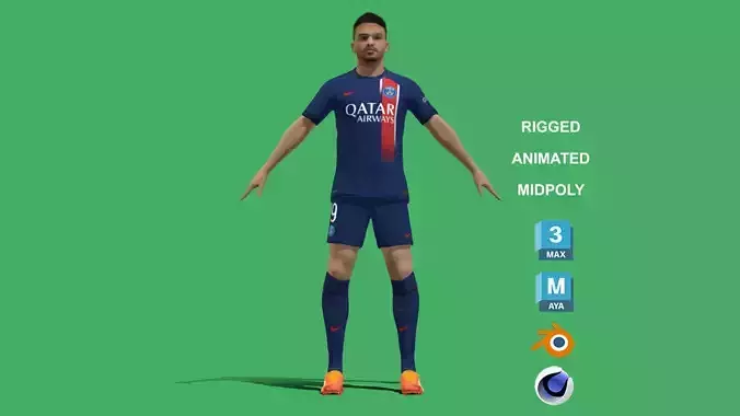 3D Rigged Goncalo Ramos PSG 2024 3D model