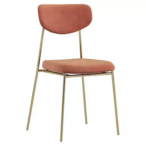 Modern Orange Upholstered Dining Chair Armless in Gold By Homary
