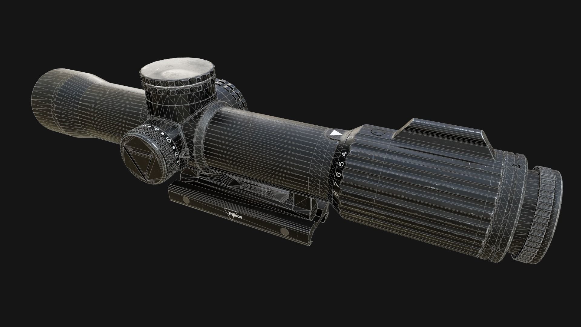 Trijicon VCOG 1-8x28 Low-poly 3D model_8