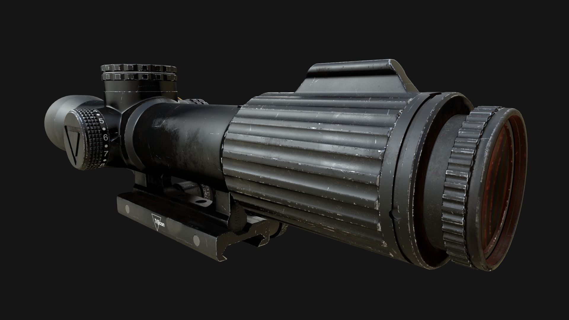 Trijicon VCOG 1-8x28 Low-poly 3D model_7