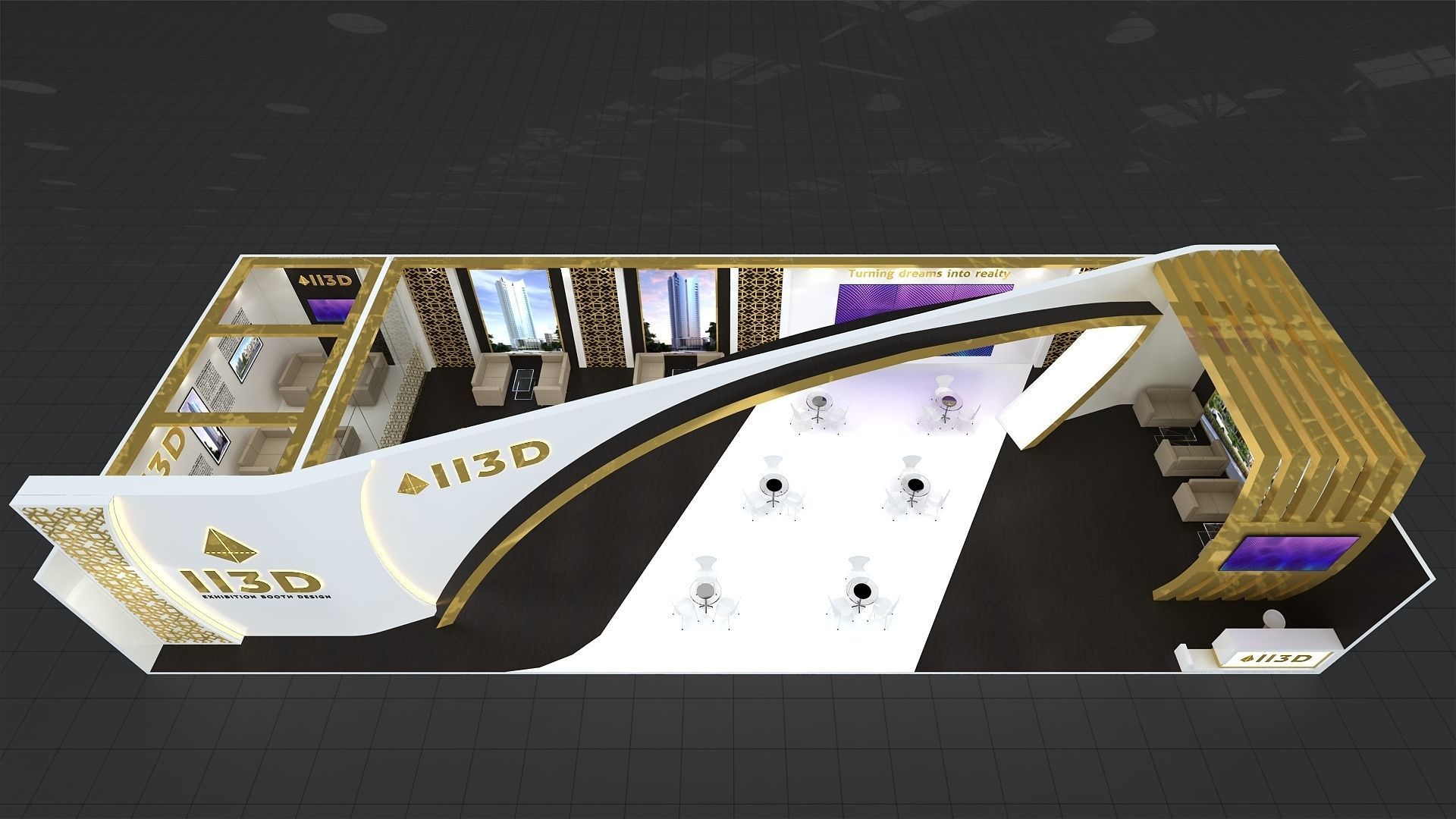 Exhibition Stand Stall One Side Open 24X9  3D model_9