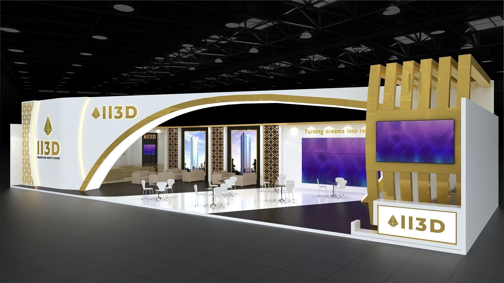 Exhibition Stand Stall One Side Open 24X9  3D model_2