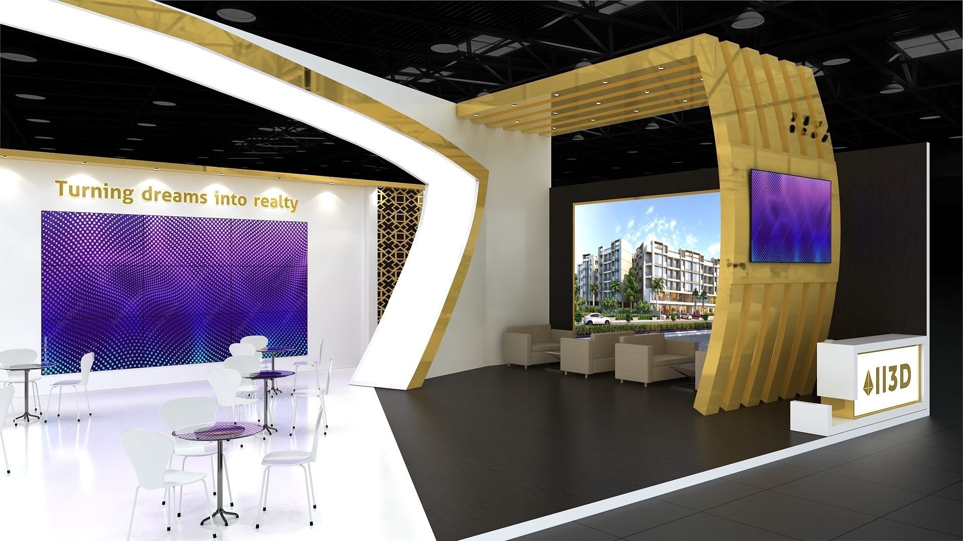 Exhibition Stand Stall One Side Open 24X9  3D model_4