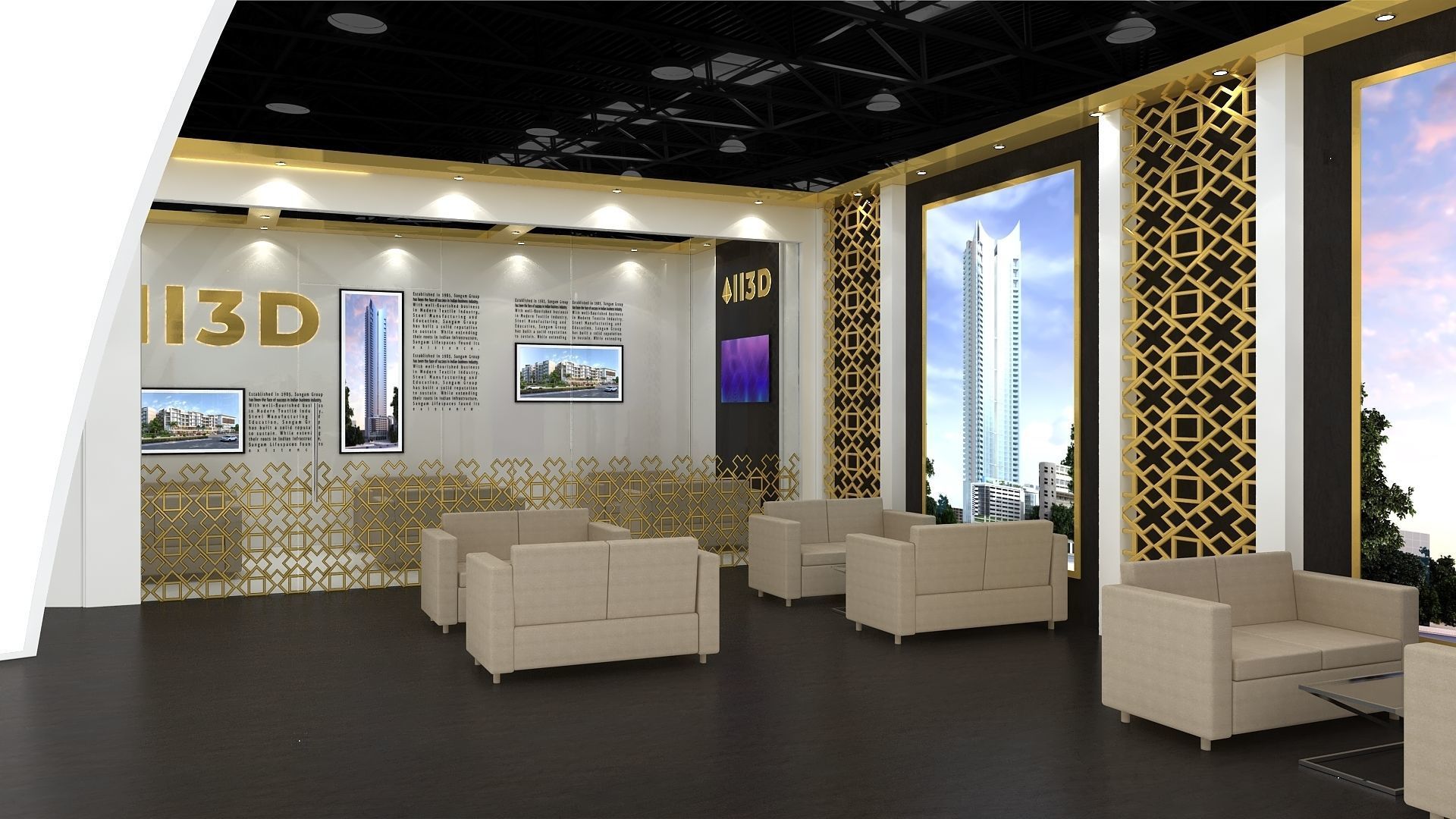 Exhibition Stand Stall One Side Open 24X9  3D model_7