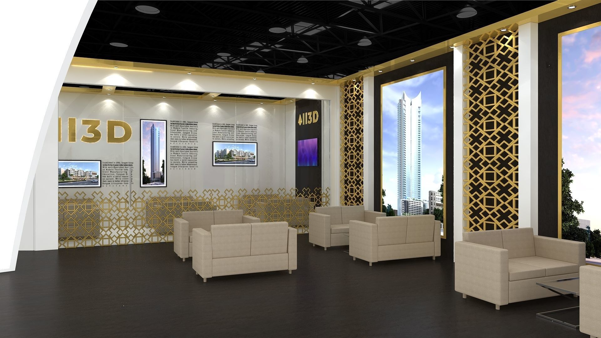 Exhibition Stand Stall One Side Open 24X9  3D model_8