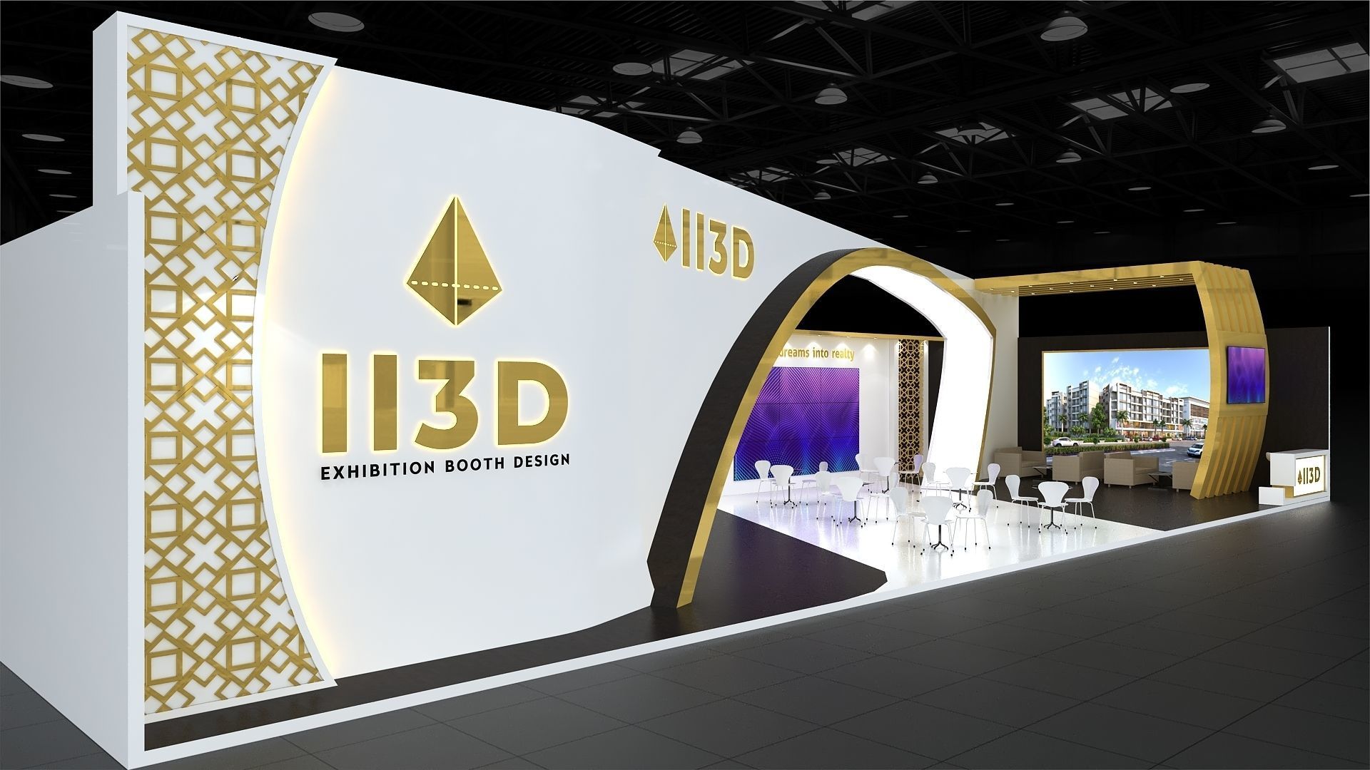 Exhibition Stand Stall One Side Open 24X9  3D model_1