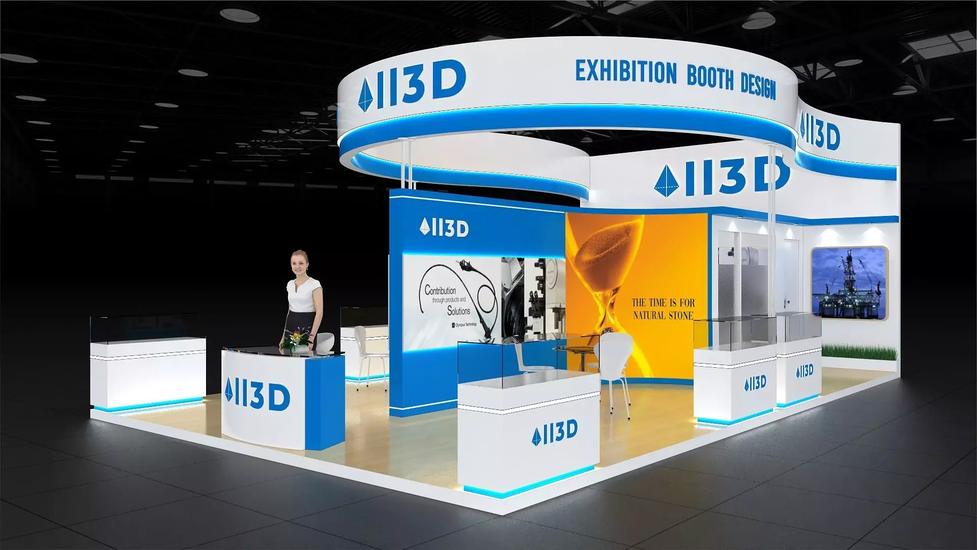 Exhibition Stand Stall Three Side Open 9X6 3D model