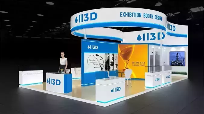 Exhibition Stand Stall Three Side Open 9X6 3D model