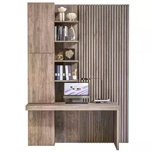 Workplace with monoblock and decor 3D model