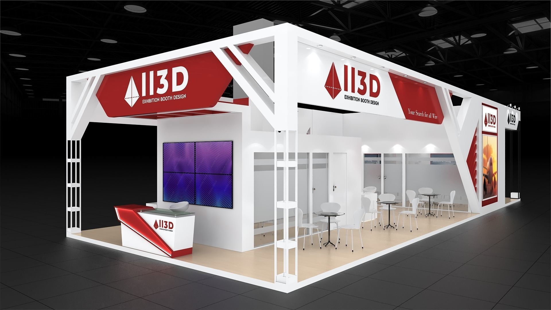 Exhibition Stand Stall Four Side Open 17X6 3D model_1