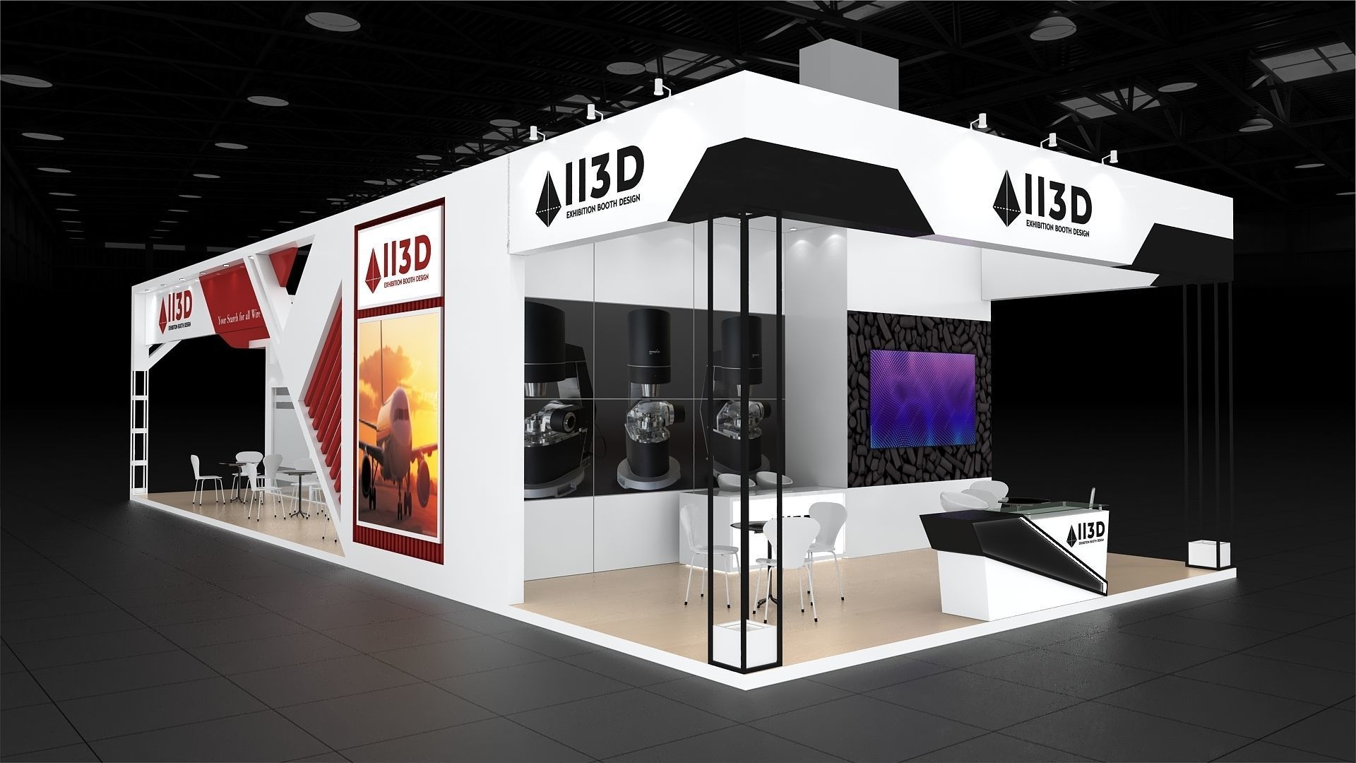 Exhibition Stand Stall Four Side Open 17X6 3D model_3