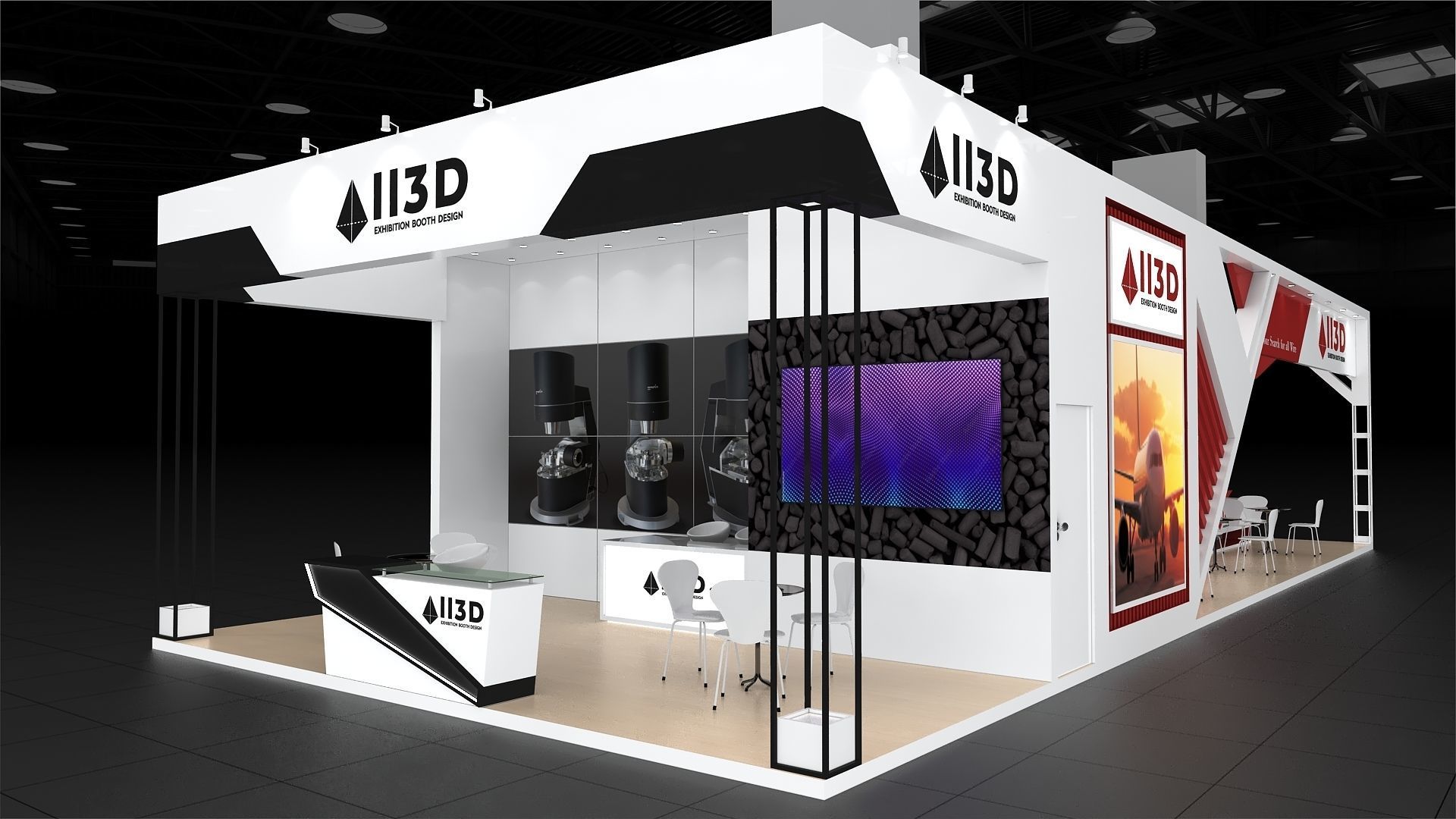 Exhibition Stand Stall Four Side Open 17X6 3D model_10