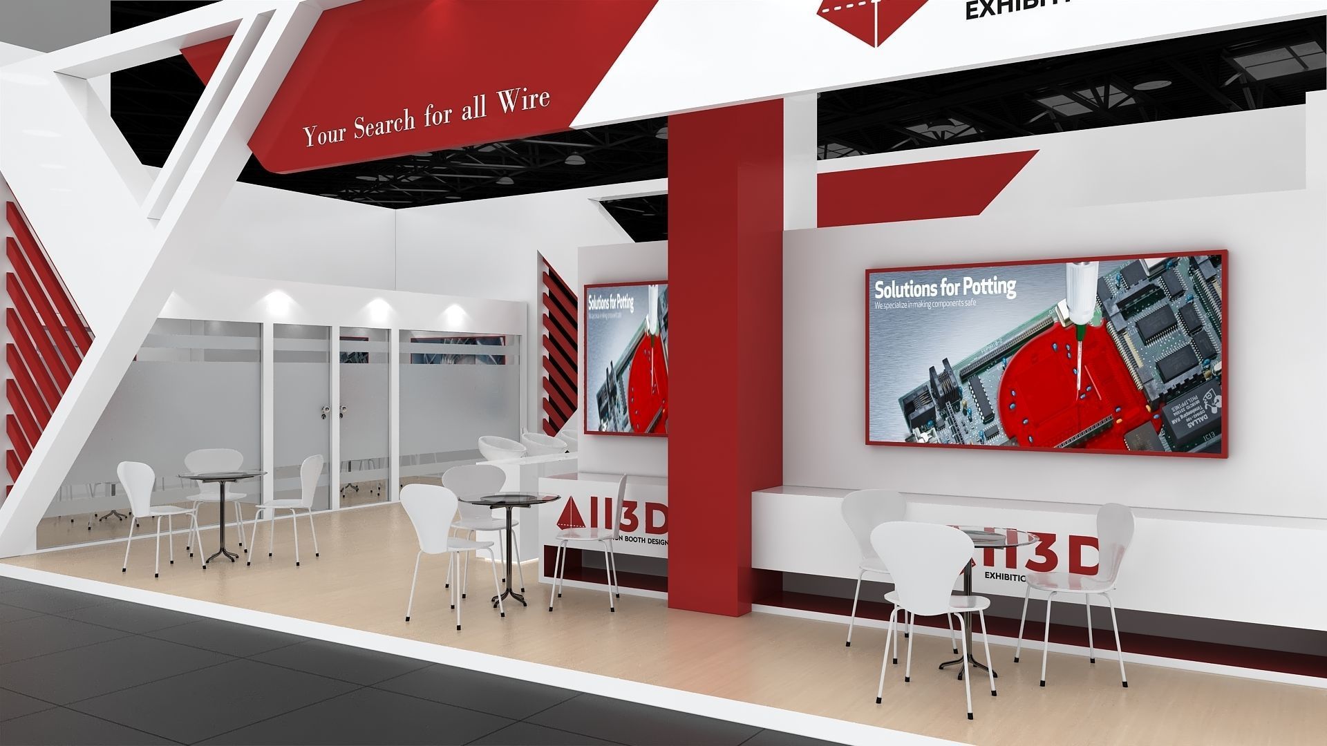 Exhibition Stand Stall Four Side Open 17X6 3D model_11