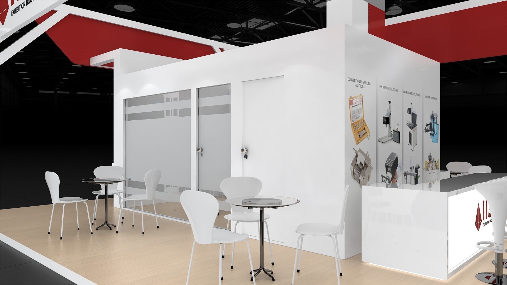 Exhibition Stand Stall Four Side Open 17X6 3D model_8