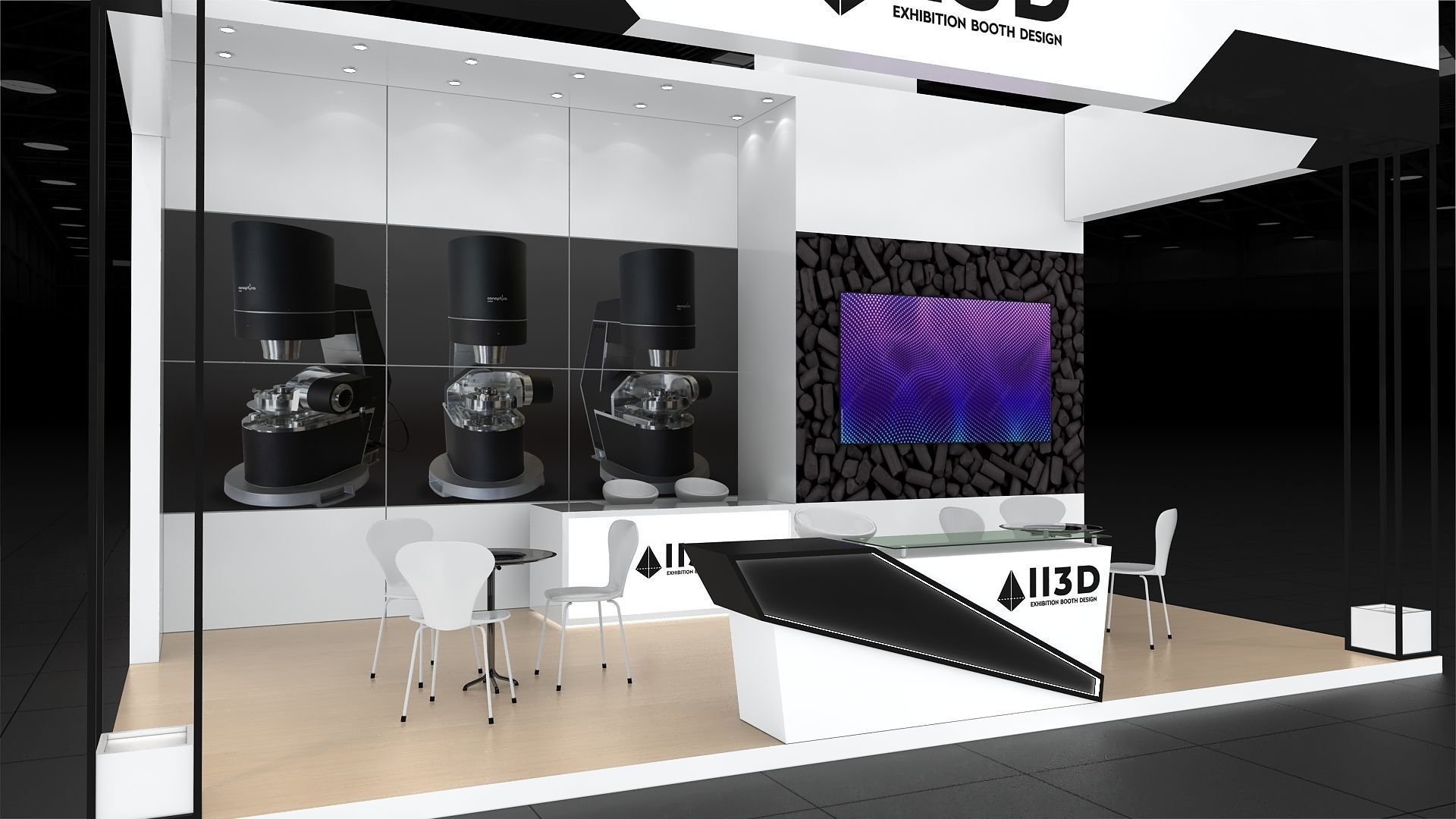 Exhibition Stand Stall Four Side Open 17X6 3D model_2