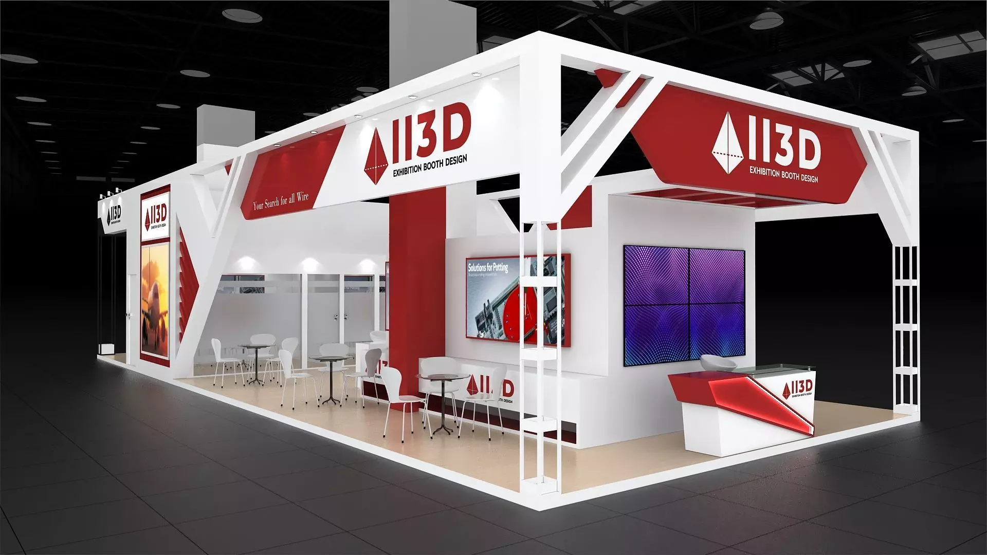 Exhibition Stand Stall Four Side Open 17X6 3D model_0