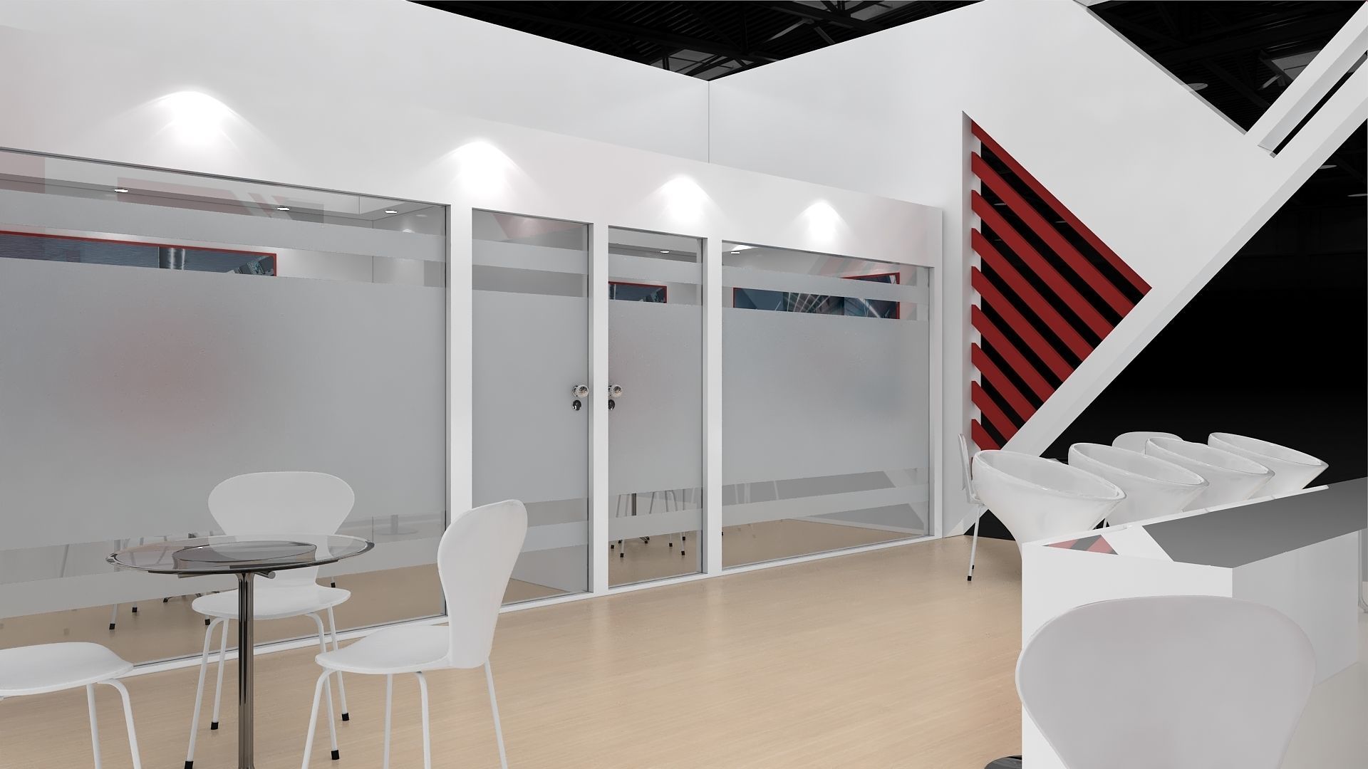 Exhibition Stand Stall Four Side Open 17X6 3D model_4