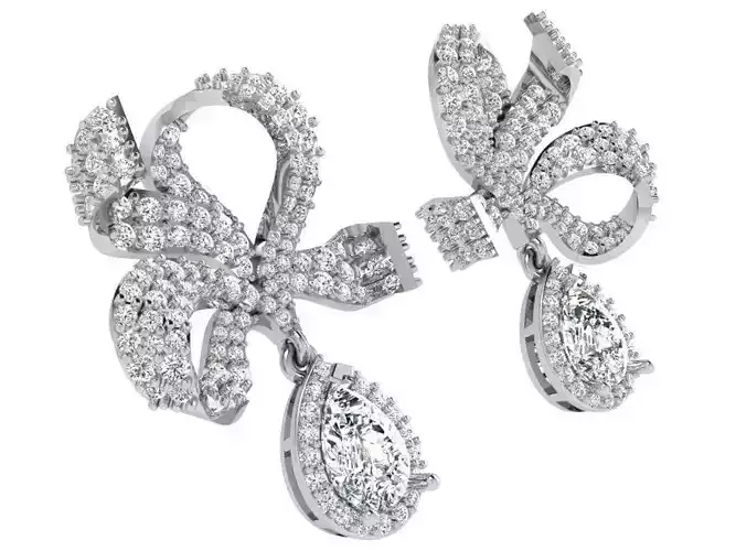 Pear Halo Bow Earring 4735