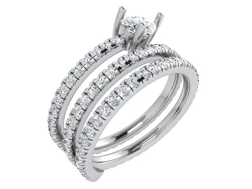 Pear Cut Diamond Spiral Ring 4736 3D print model
