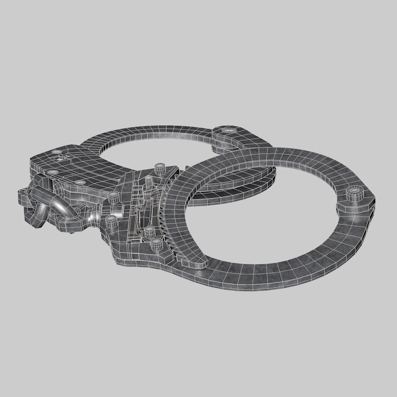 Chain-Linked Handcuffs 3D model_4