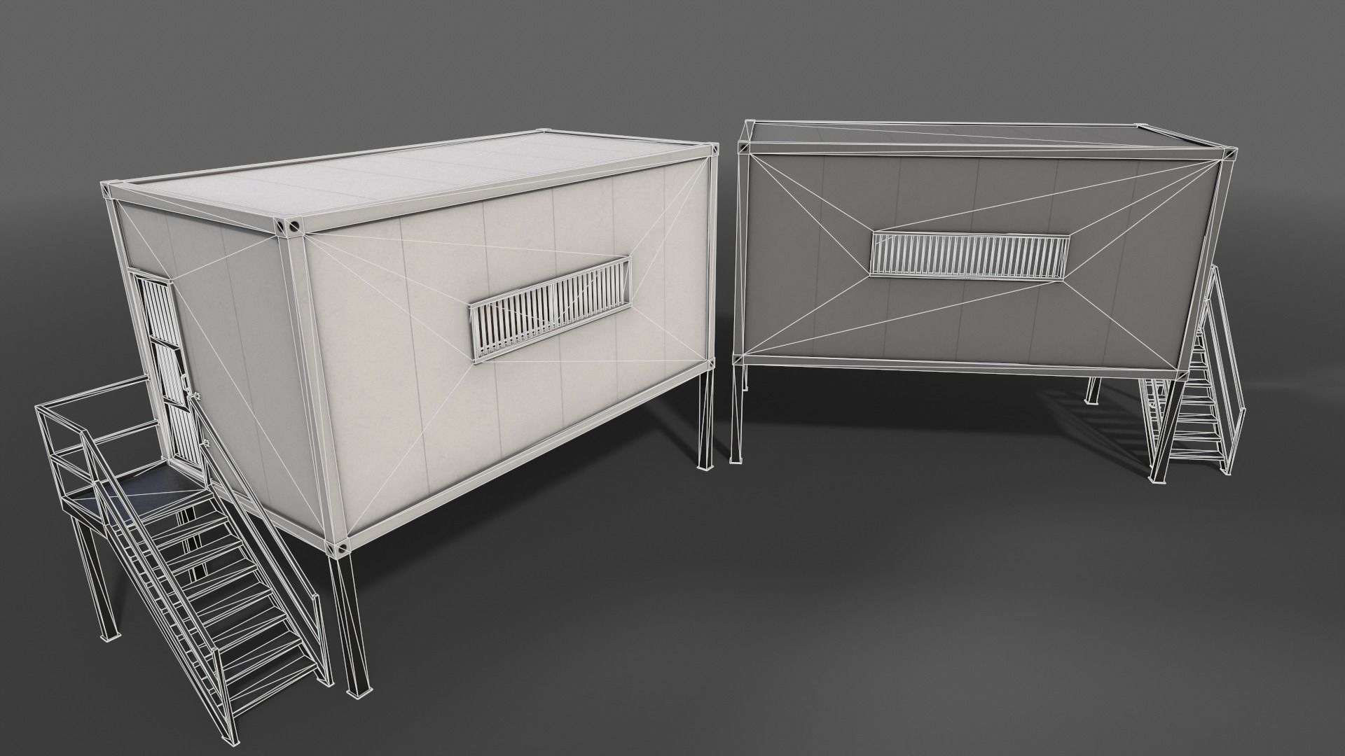 PBR Container House CB 20ft V5 Low-poly 3D model_7