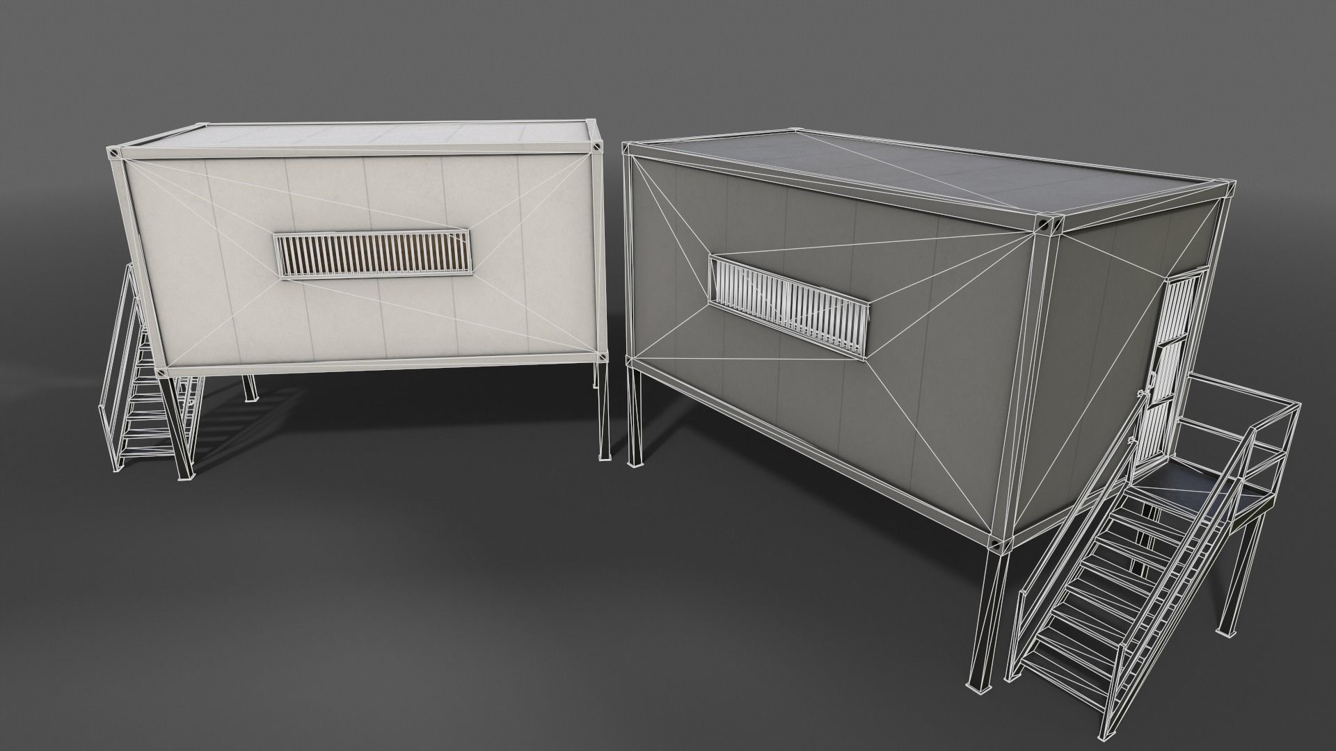 PBR Container House CB 20ft V5 Low-poly 3D model_9