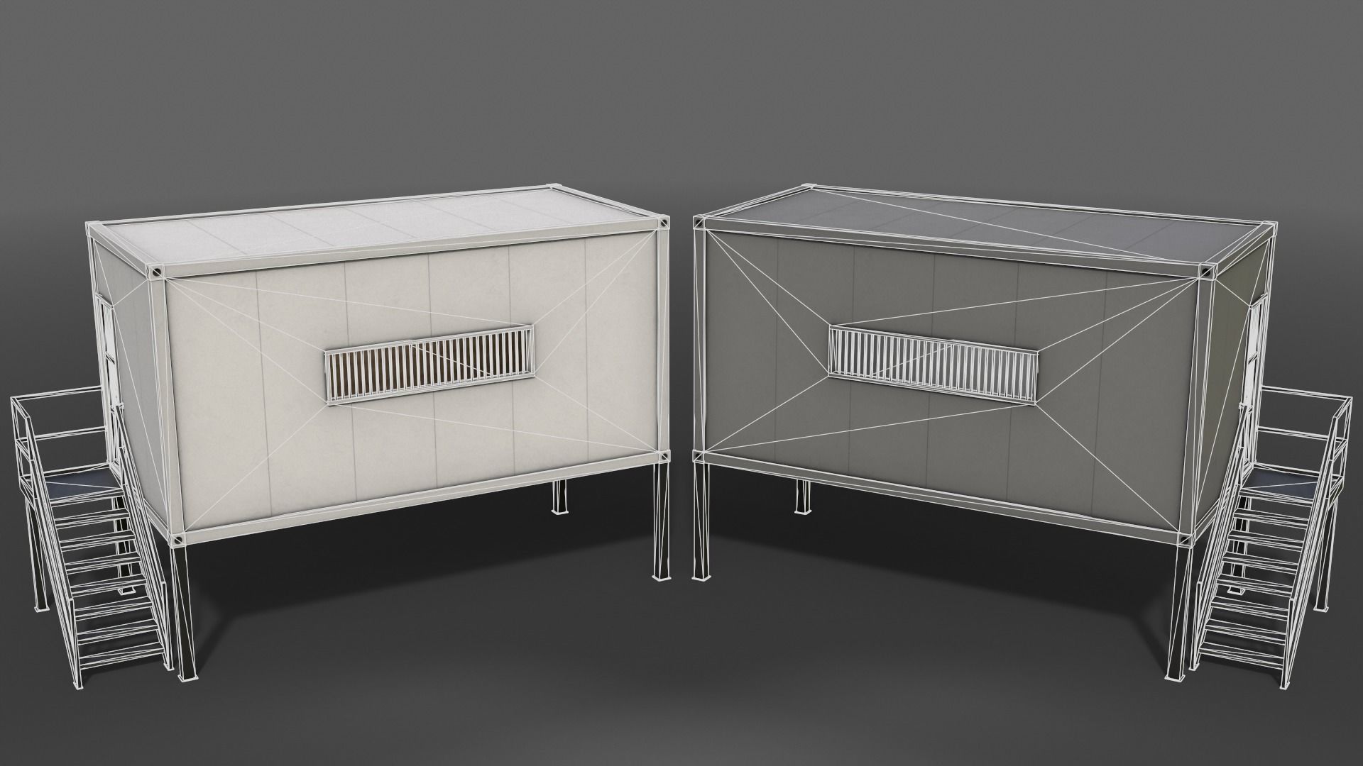 PBR Container House CB 20ft V5 Low-poly 3D model_5