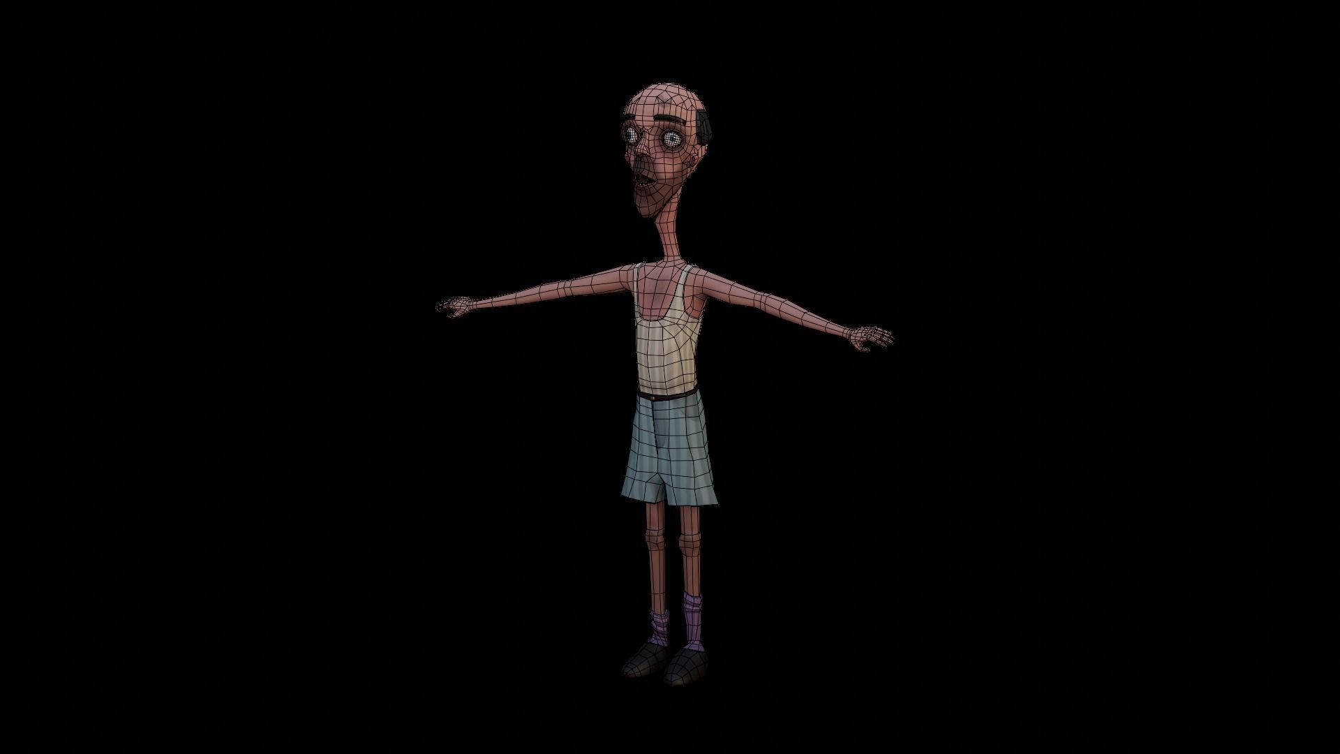 Carl - Rigged Animated Looney Character Low-poly 3D model_5