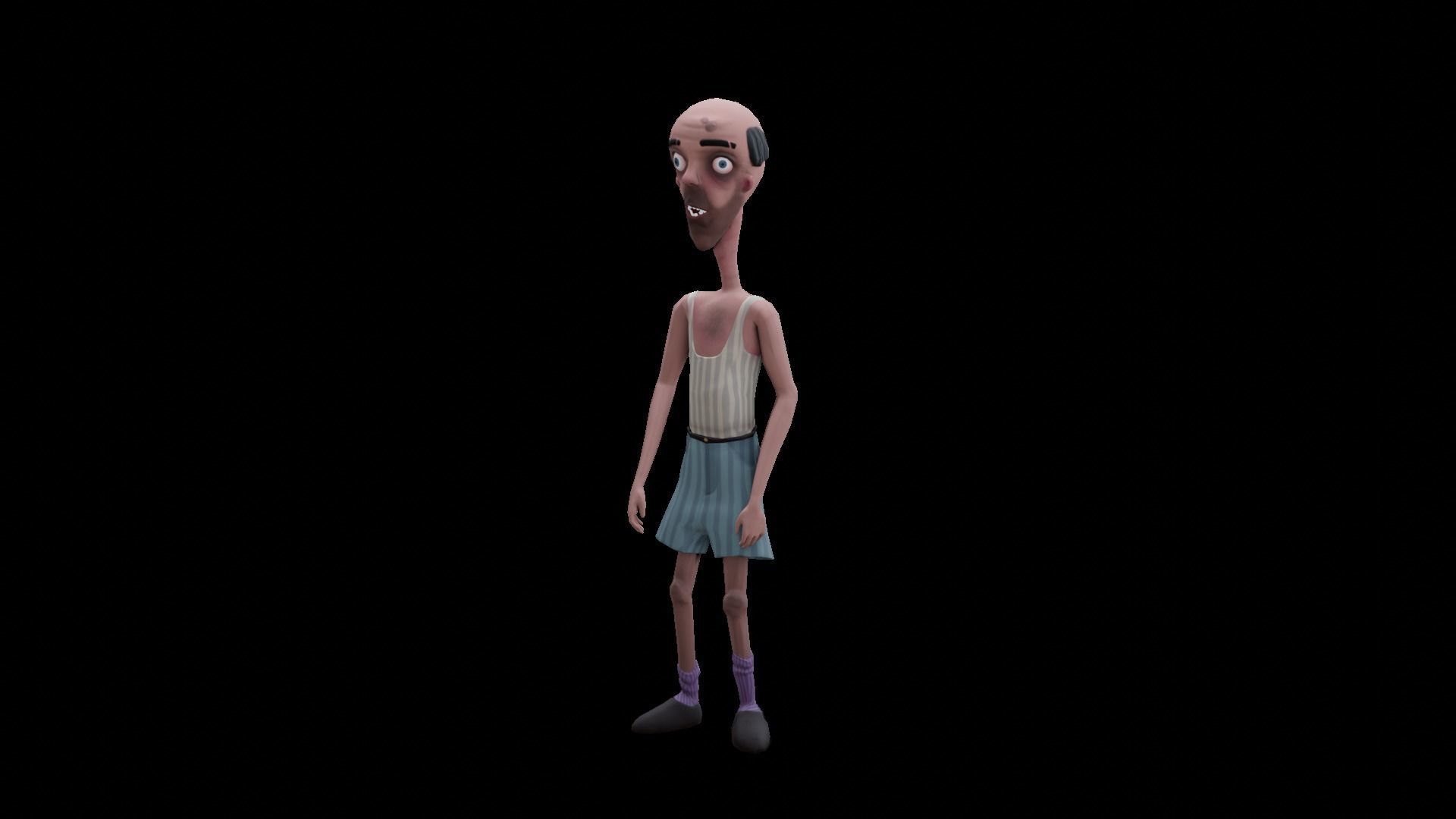 Carl - Rigged Animated Looney Character Low-poly 3D model_9